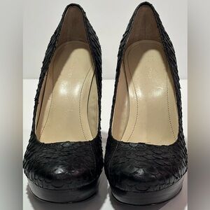Calvin Klein Black Snakeskin Platform Heels Size 8M